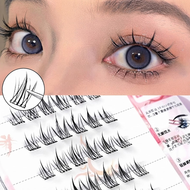Eyelash Extension Look - Individual Cluster Lashes Flat Band Natural