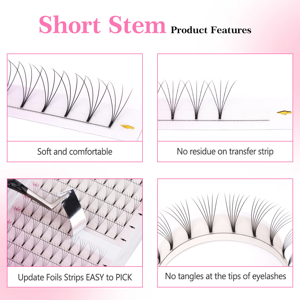 Aguud Short Stem Premade Fan E - огляд і ціна Eyelash Extension Russian Volume